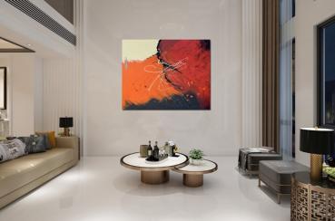 Large Art Painting Red Beige Brown original Abstract - No. 2025